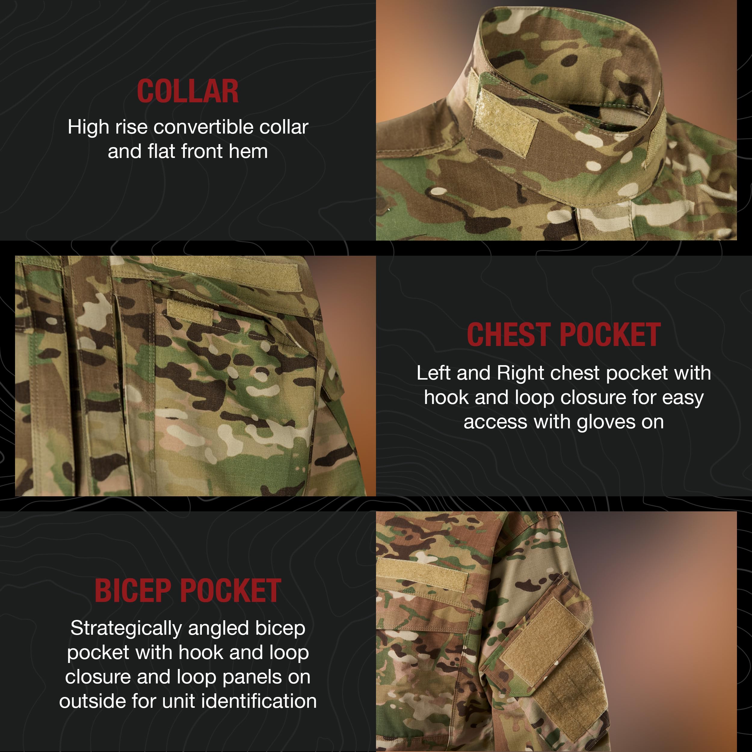 Vertx Men's Recon Garrison Tactical Shirt - Long Sleeve Military Work Shirt with Zip Closure in Multicam Camo | Perfect for Outdoor Adventures, Tactical Training & Everyday Wear