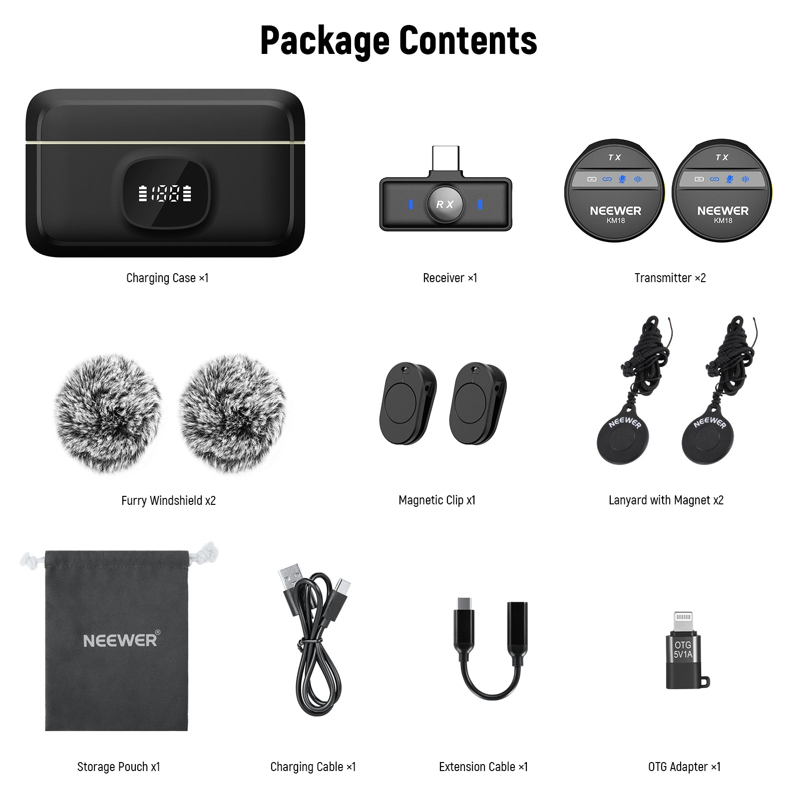 NEEWER KM18 Wireless Lavalier Microphone for iPhone, Android Smartphones & PC - Compact Clip-on Mic for YouTube, TikTok, Podcasting & Video Conferencing