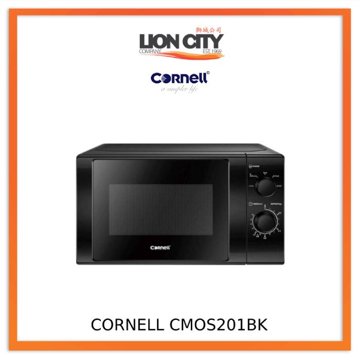 Cornell CMOS201BK 20L Black Countertop Microwave Oven - Perfect for Dorms, Small Kitchens & Office Break Rooms