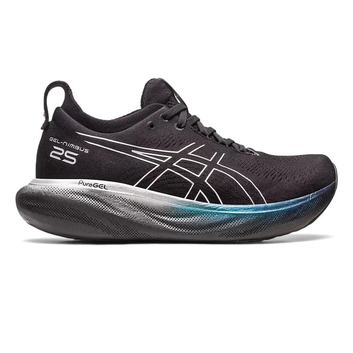 ASICS Women's Gel-Nimbus 25 Running Shoes - Platinum/Black/Pure Silver - Cushioned Road Running Sneakers for Women - Perfect for Long Distance Running & Marathon Training