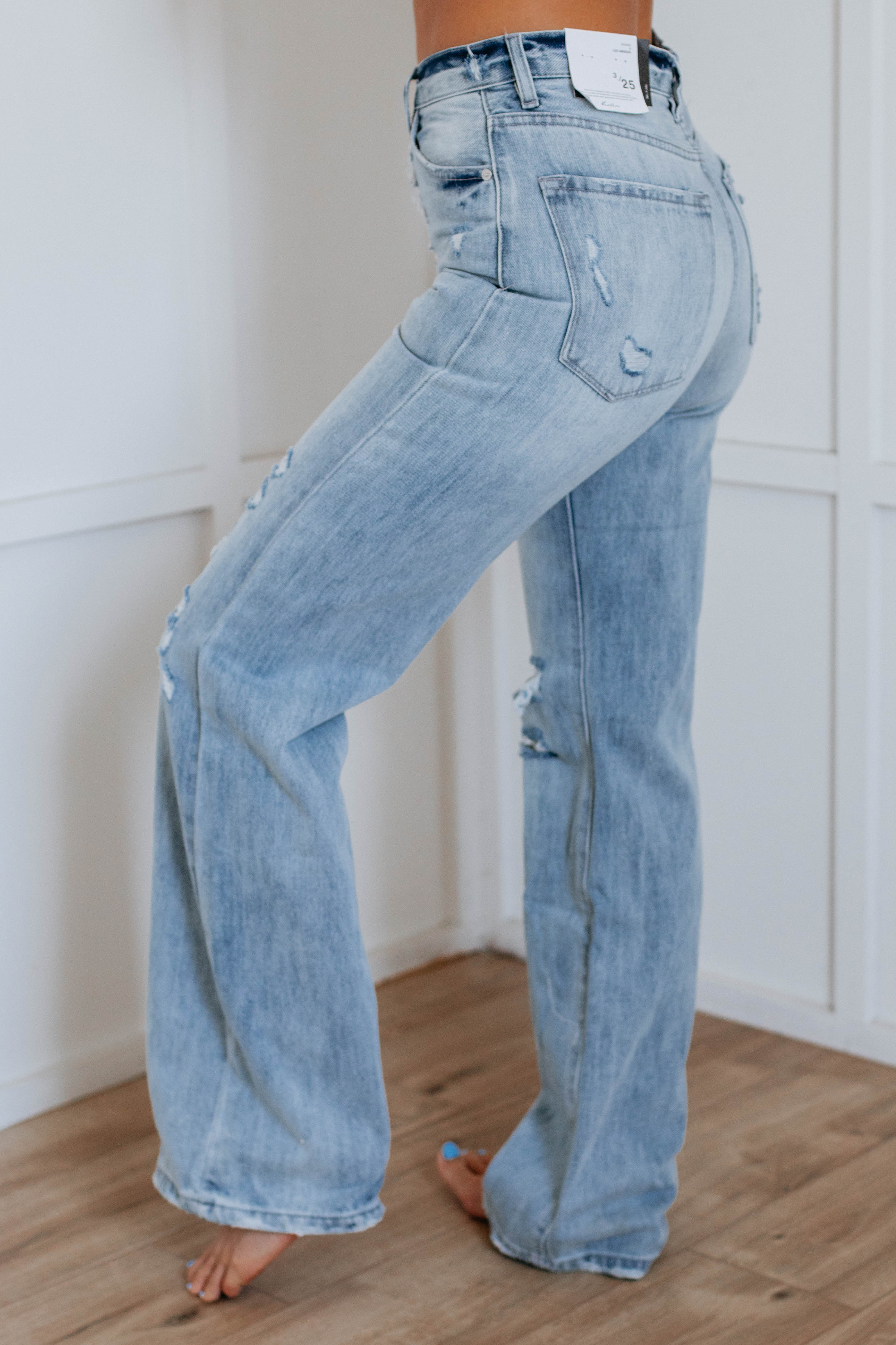 Isabelle KanCan Light Wash High Waist Skinny Jeans for Women - Trendy Distressed Denim Pants for Casual Wear & Night Out
