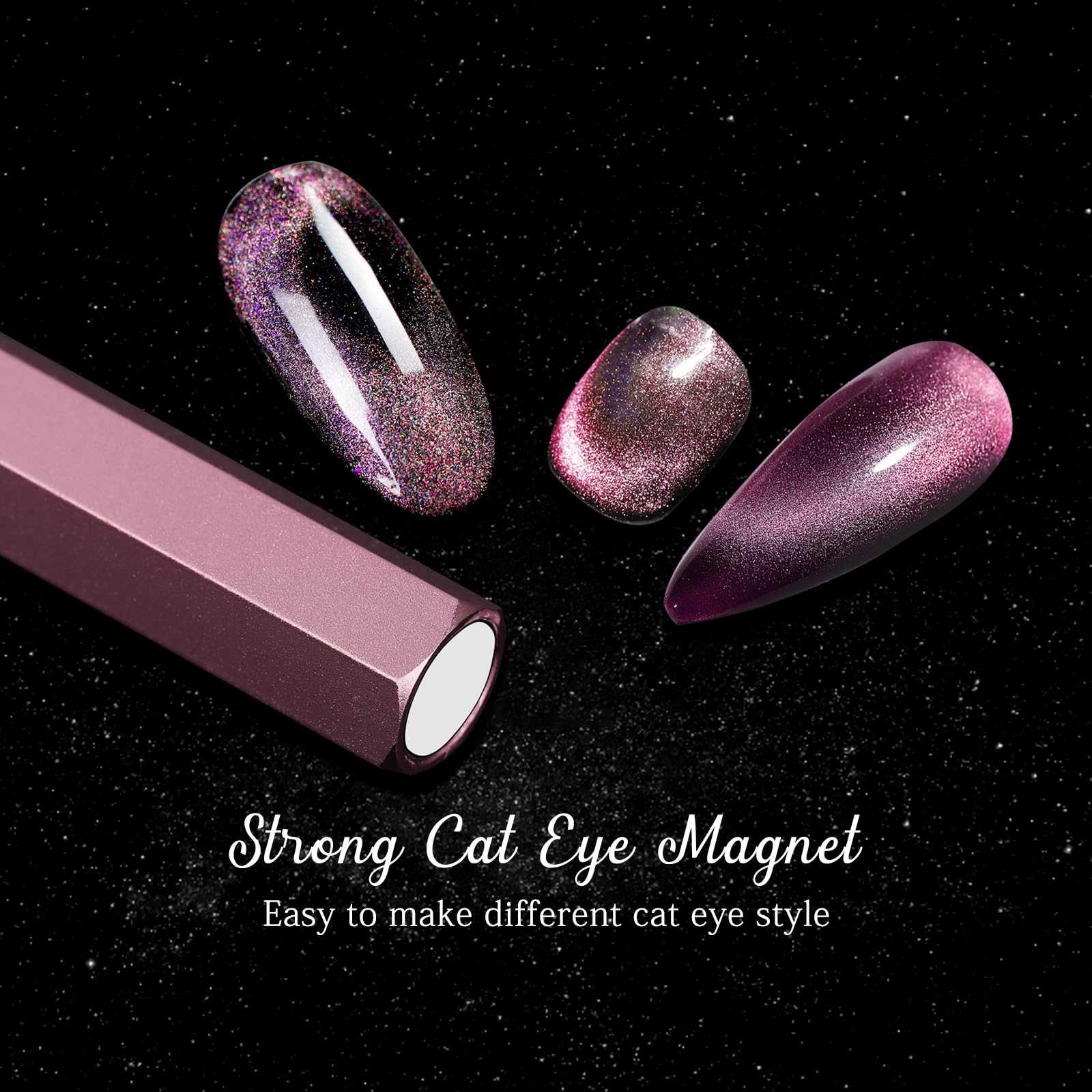 Professional Double-Ended Hexagon Cat Eye Nail Magnet Stick for Gel Polish - DIY, Salon & Home Use - Strong Magnetic Effect for Stunning Cat Eye Nails (Pink) | Perfect for Nail Art, Manicures & Professional Nail Salons