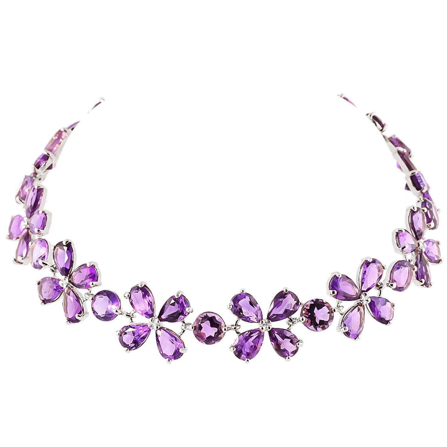 14K Solid White Gold Bracelet with 20.7 Carat Natural Amethyst - Galaxy Gold GG Collection | Elegant Jewelry for Women, Perfect for Weddings, Parties & Special Occasions