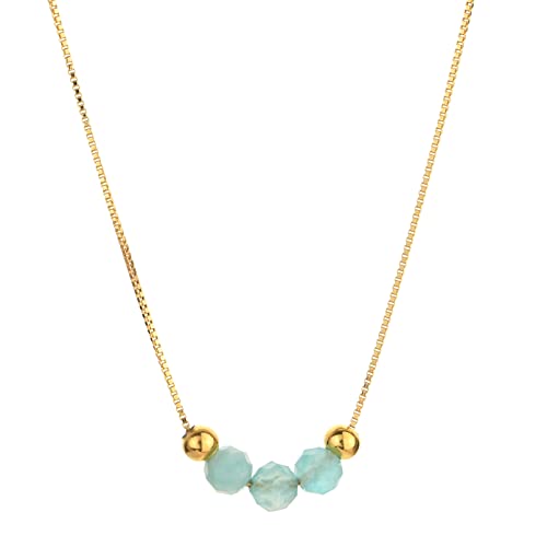 Yellow gold chain+Amazonite