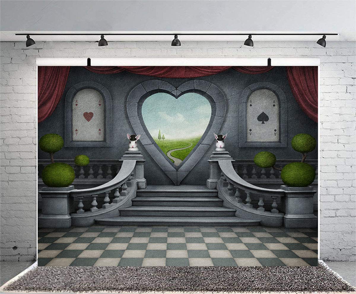 7x5ft Queen's Castle Photography Backdrop - Alice in Wonderland Theme Party Decor for Baby Showers, Birthday Parties, Cake Tables & Photo Booths | Sensfun Studio Props