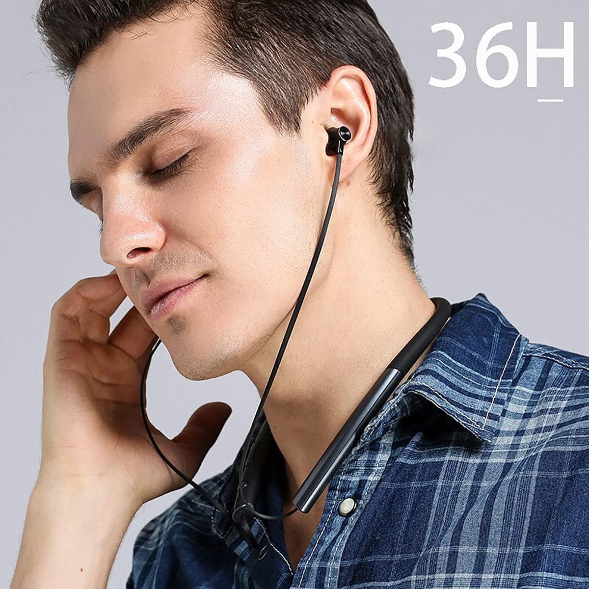 Wireless Bluetooth 5.0 Neckband Headphones with Noise Cancelling & Built-in Mic - Long Battery Life Sports Earbuds for Running, Workouts, Commuting & Office Use - Green