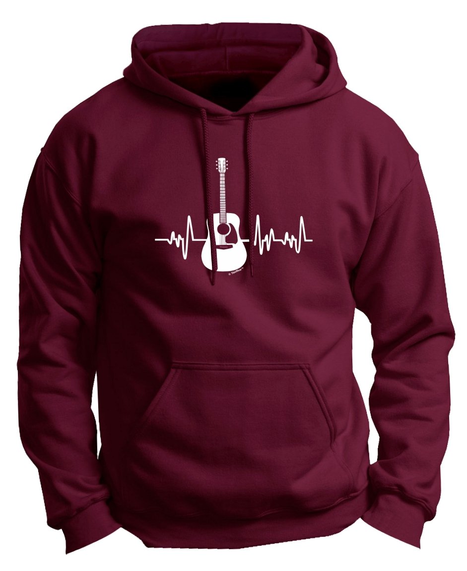Premium Acoustic Guitar Heartbeat Design Hoodie Sweatshirt - Perfect Gift for Music Lovers & Guitar Enthusiasts - Great for Concerts, Music Festivals & Casual Wear