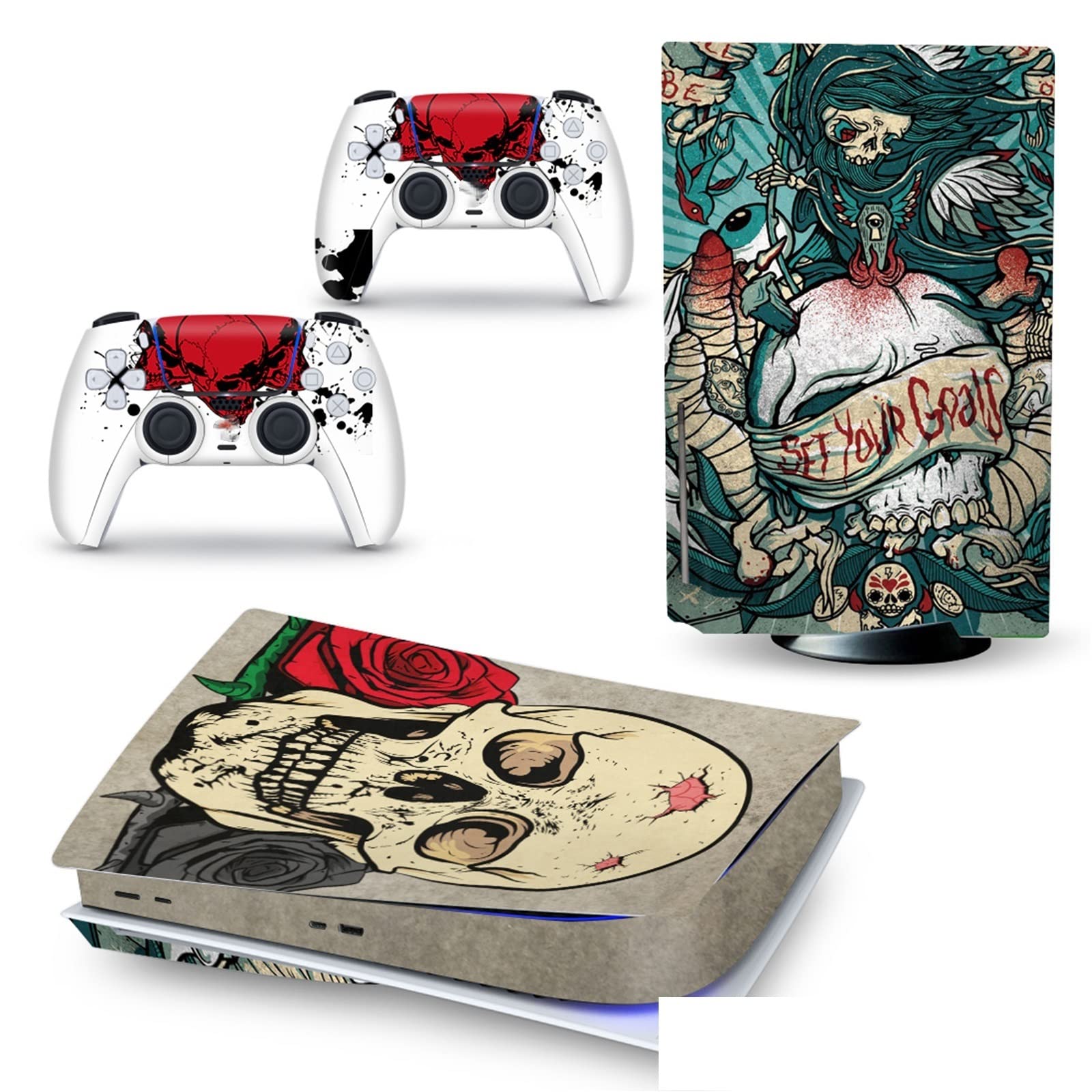 PS5 Disc Edition Skin & Controller Covers - Anti-Scratch Vinyl Wrap for Gaming Protection