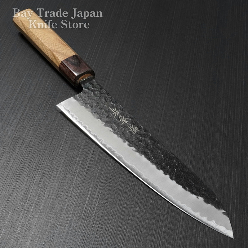 Premium Sakai Takayuki Hammered Black Finish Aogami Super Wa Gyuto Chef Knife 210mm - Japanese High Carbon Steel Kitchen Knife for Professional Chefs & Home Cooking, Perfect for Slicing, Dicing & Meat Preparation