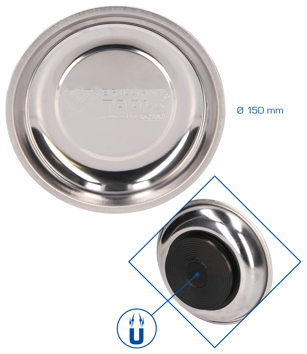 BT691160 Stainless Steel Magnetic Tray 15cm - Ideal for Workshop & DIY