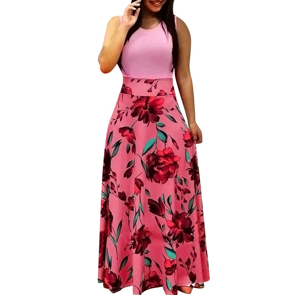 Floral Print Sundress for Women - Sleeveless Summer Maxi Dress with Swing Hem | Perfect for Beach Vacations, Pool Parties & Casual Outings