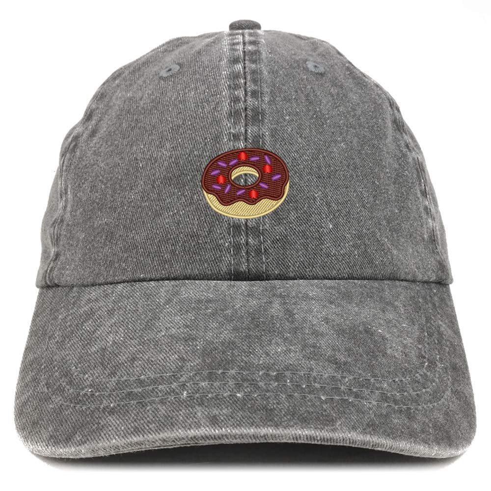 Trendy Donut Embroidered Cotton Baseball Cap - Adjustable Washed Cotton Hat for Women & Men - Perfect for Casual Outfits, Streetwear and Summer Fashion