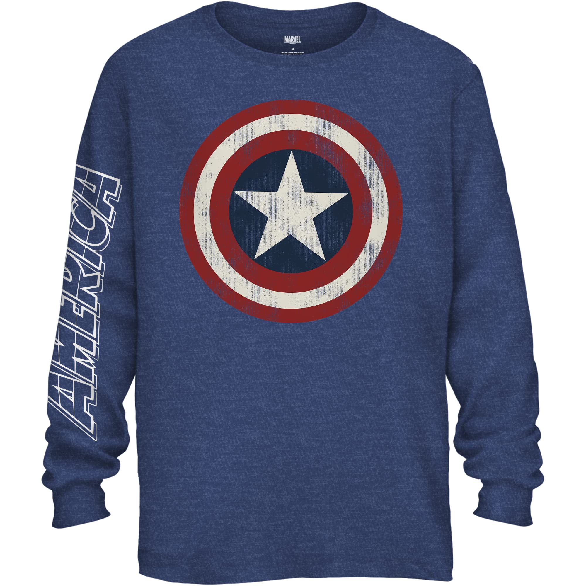 Marvel Captain America Distressed Shield Logo Men's T-Shirt - Superhero Graphic Tee for Fans, Casual Wear & Cosplay