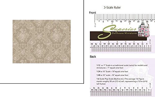 3 Pack Dollhouse Miniature Wallpaper - English Rose & Beige Floral Design | Perfect for DIY Dollhouse Decor, Miniature Room Scenes & Craft Projects