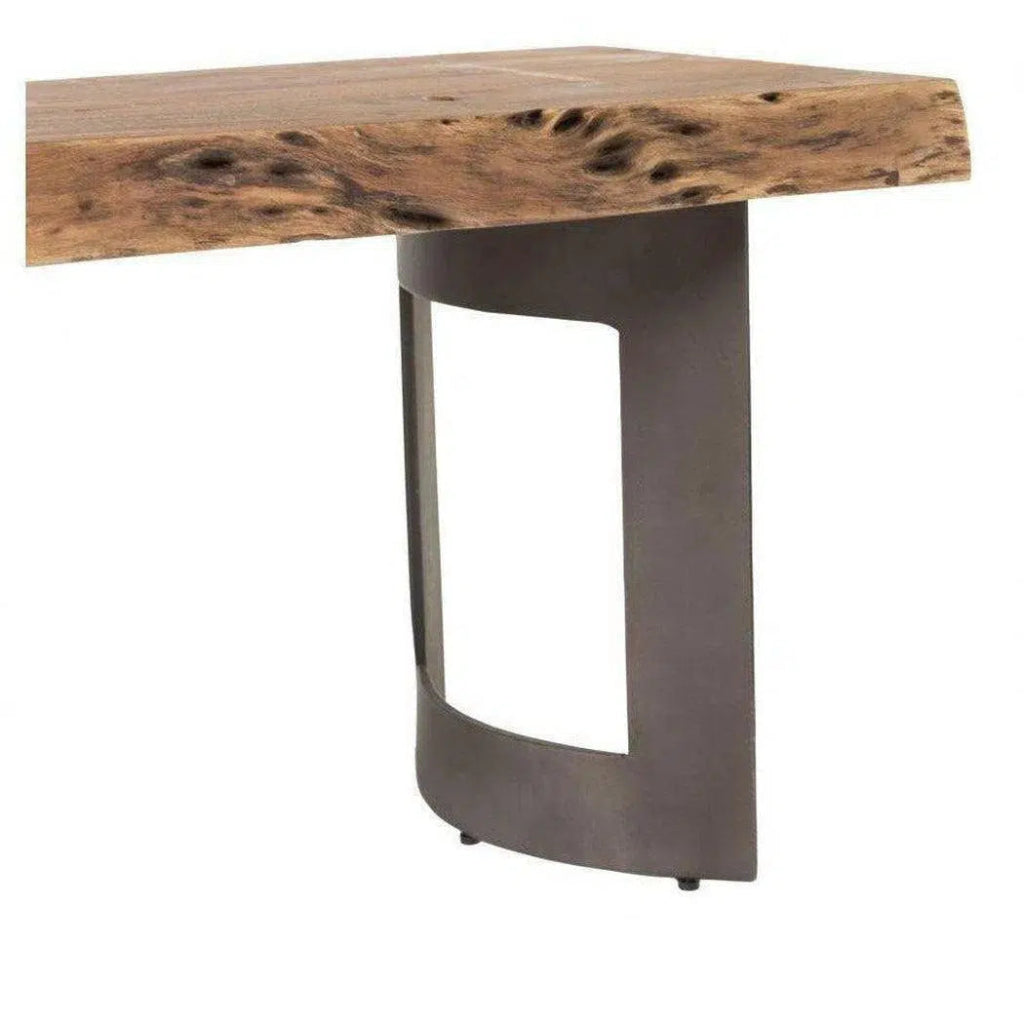 108 Inch Live Edge Dining Bench - Solid Wood Rustic Industrial Style Bench for Kitchen, Dining Room, or Bar - Perfect for Farmhouse, Modern, and Industrial Decor