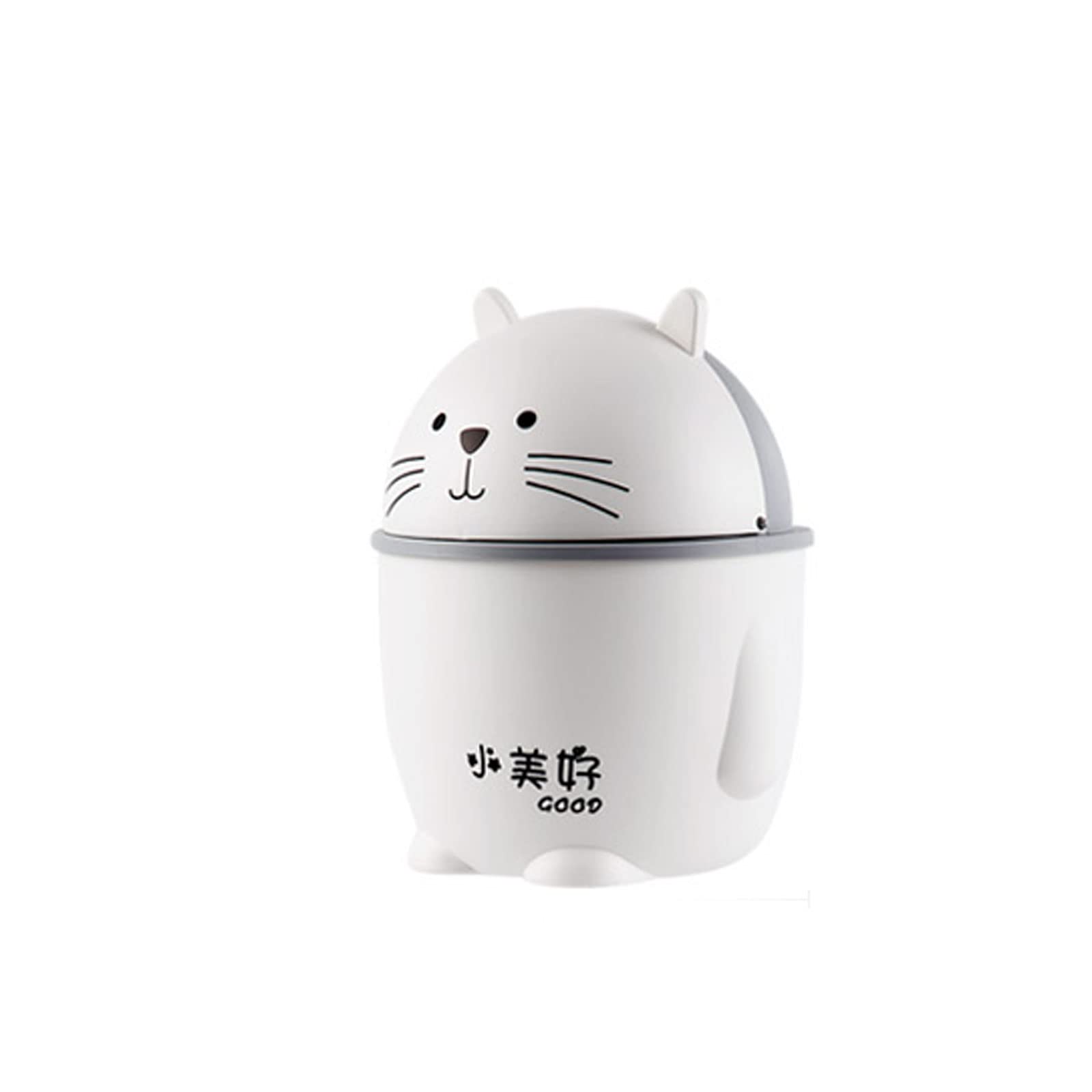 Cute Mini Desktop Trash Can with Lid - Small Creative Storage Bin for Home, Dorm, Office - Anti-Compression & Anti-Fall PP Material Cartoon Design (19x14.5cm) - Perfect for Desk Organization, Craft Room, Bedroom & Small Spaces