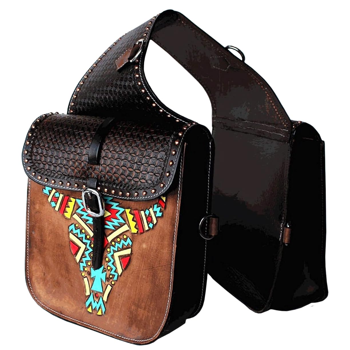 Premium Western Horse Leather Saddle Bag - Heavy Duty Trail Riding Accessory for Equestrians | Durable Leather Saddlebags for Horses & Bikes | ST-028 | Perfect for Ranch Work, Trail Rides & Outdoor Adventures