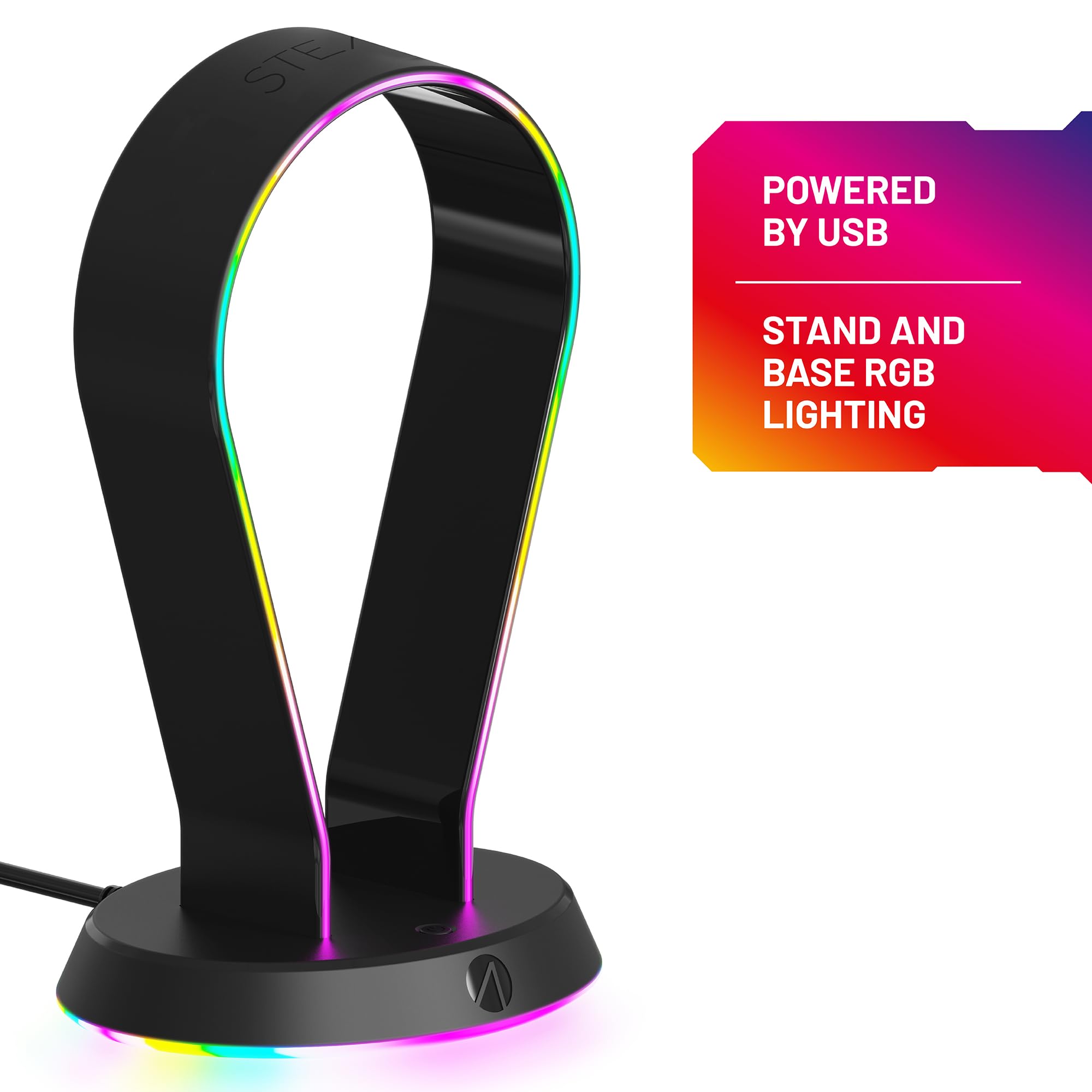Stealth LED Gaming Headset Stand with RGB Lighting for PS5, PS4, Xbox, Nintendo Switch & PC - USB Powered Headphone Holder with Storage Base & 12 Color Modes - Perfect for Gaming Setup & Desk Organization