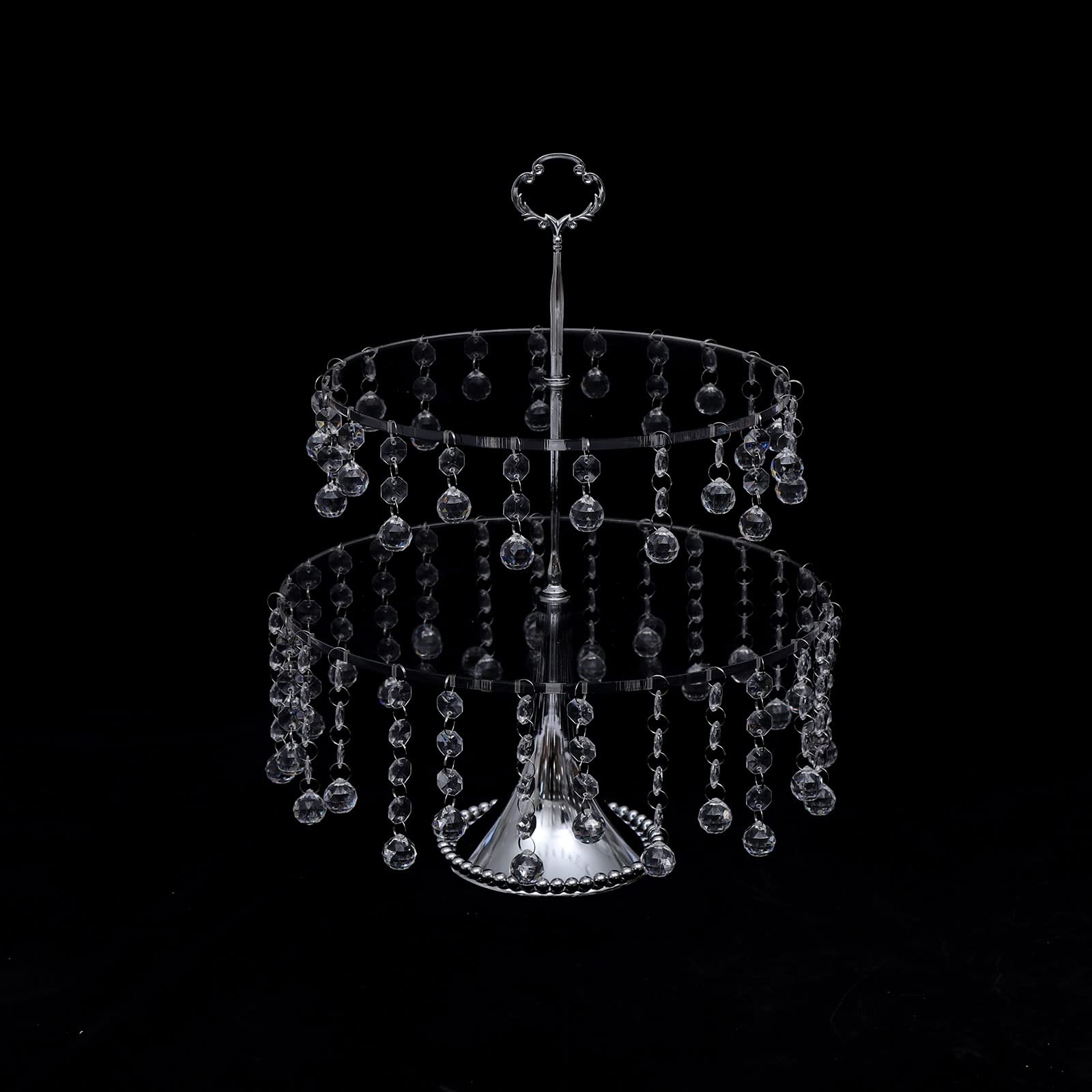 4-Tier Wedding Cake Stand Set with Hanging Crystal Pendants & Acrylic Plates - Elegant Dessert Display Tower for Birthday Party, Anniversary, Bridal Shower Decorations - Perfect for Wedding Receptions, Baby Showers, and Special Event Centerpieces
