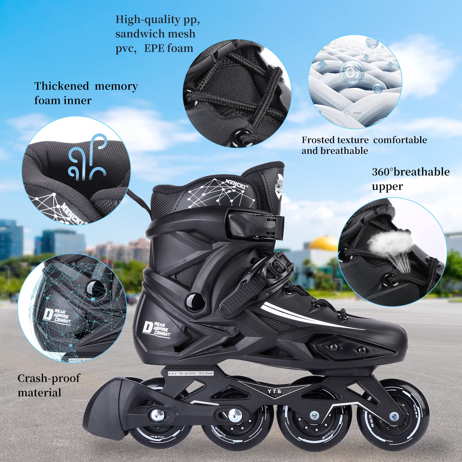 High-Performance Inline Skates for Women & Men - Unisex Fitness, Racing & Outdoor Speed Skates | Perfect for Road Training, Roller Hockey & Urban Commuting