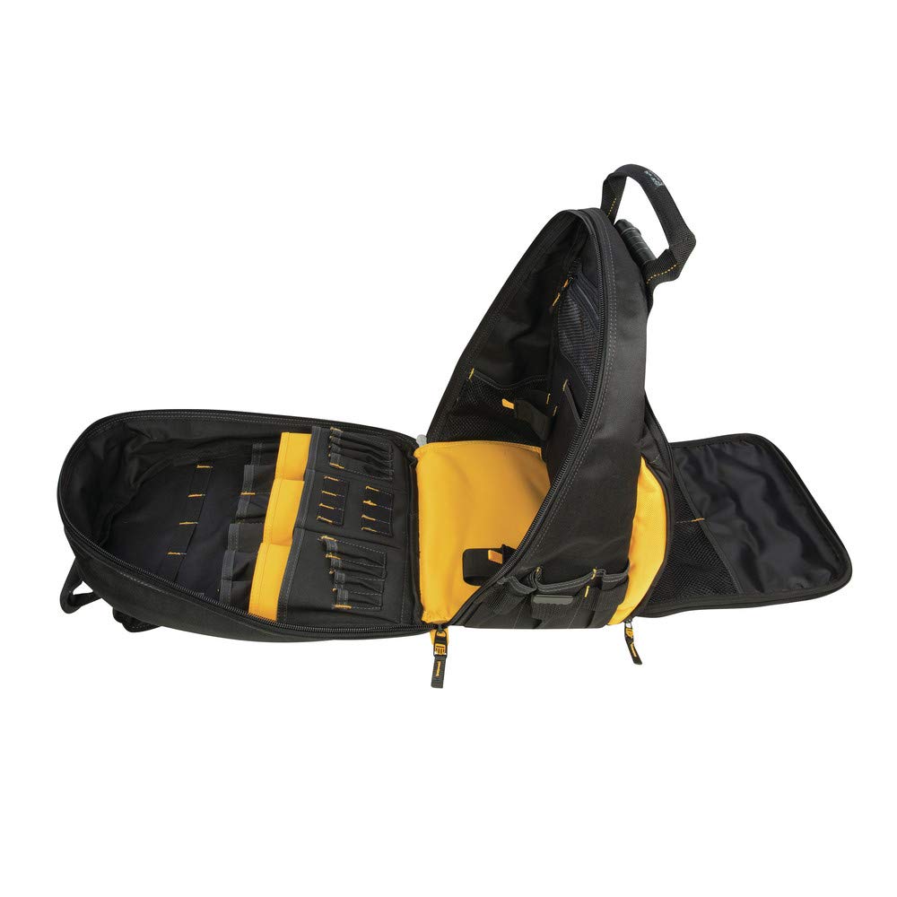 DEWALT 57-Pocket Lighted Tool Backpack for Electricians & Contractors - Heavy Duty Work Backpack with LED Light for Job Sites, Construction, and Outdoor Projects
