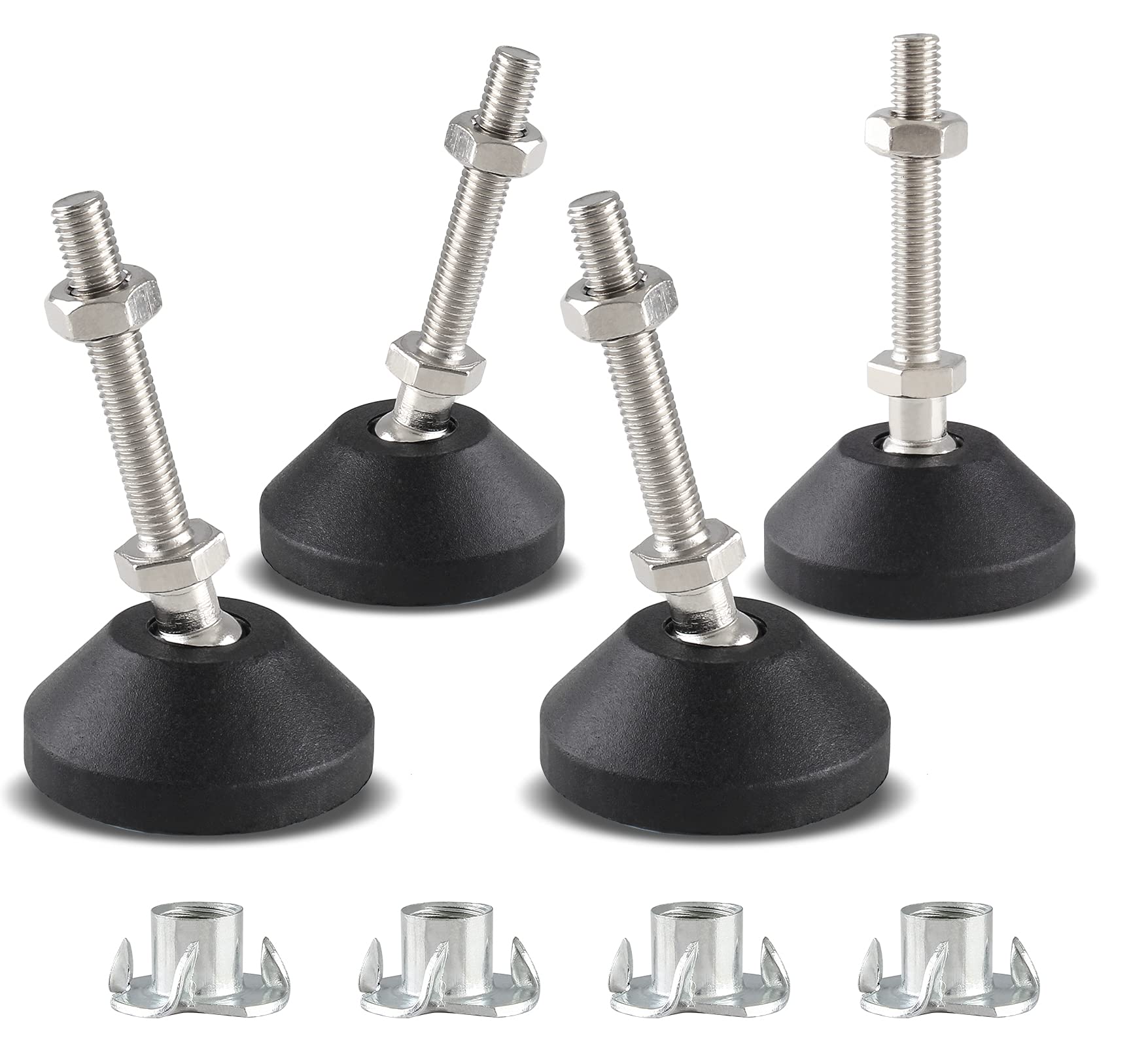 4 Pcs Adjustable Leveling Feet - Swivel Furniture Levelers with M8 Thread (1.9