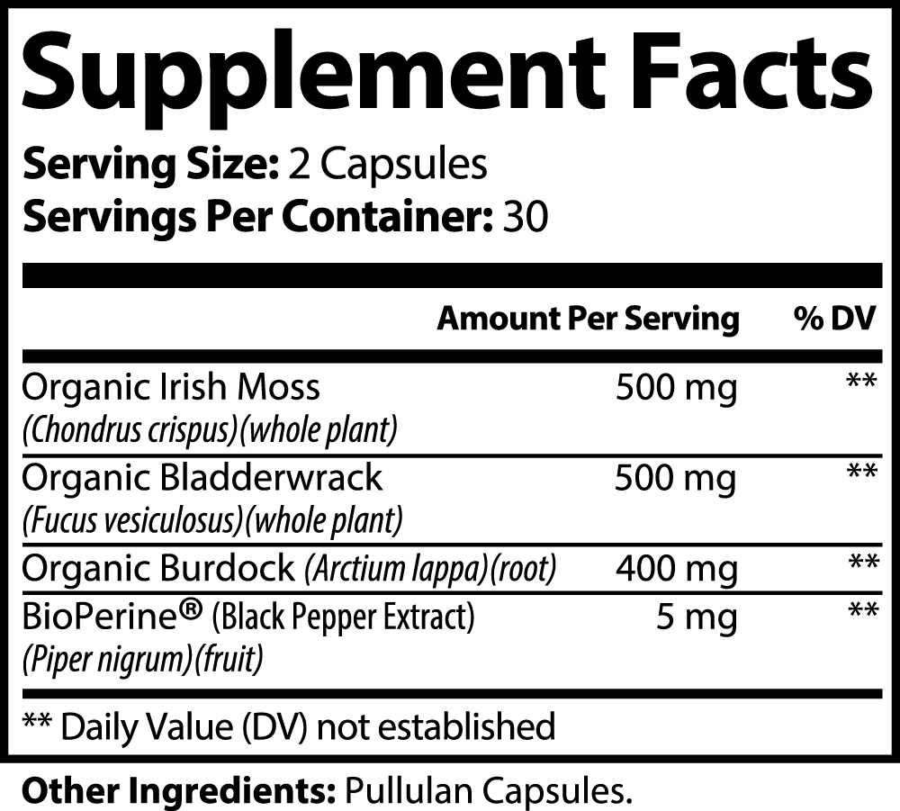 Organic Irish Sea Moss Superfood Supplement for Immunity Boost, Energy & Skin Health | Natural Wellness Support for Detox, Digestion & Joint Care | Perfect for Smoothies, Teas & Healthy Recipes