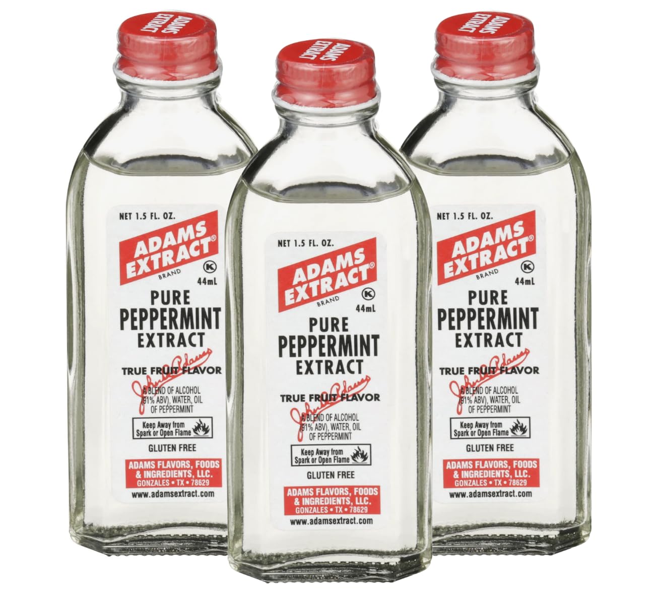 Adams Pure Peppermint Extract 1.5oz (3-Pack) - Natural Baking Flavoring for Cookies, Cakes & Desserts - Alcohol-Free Food Grade Flavoring