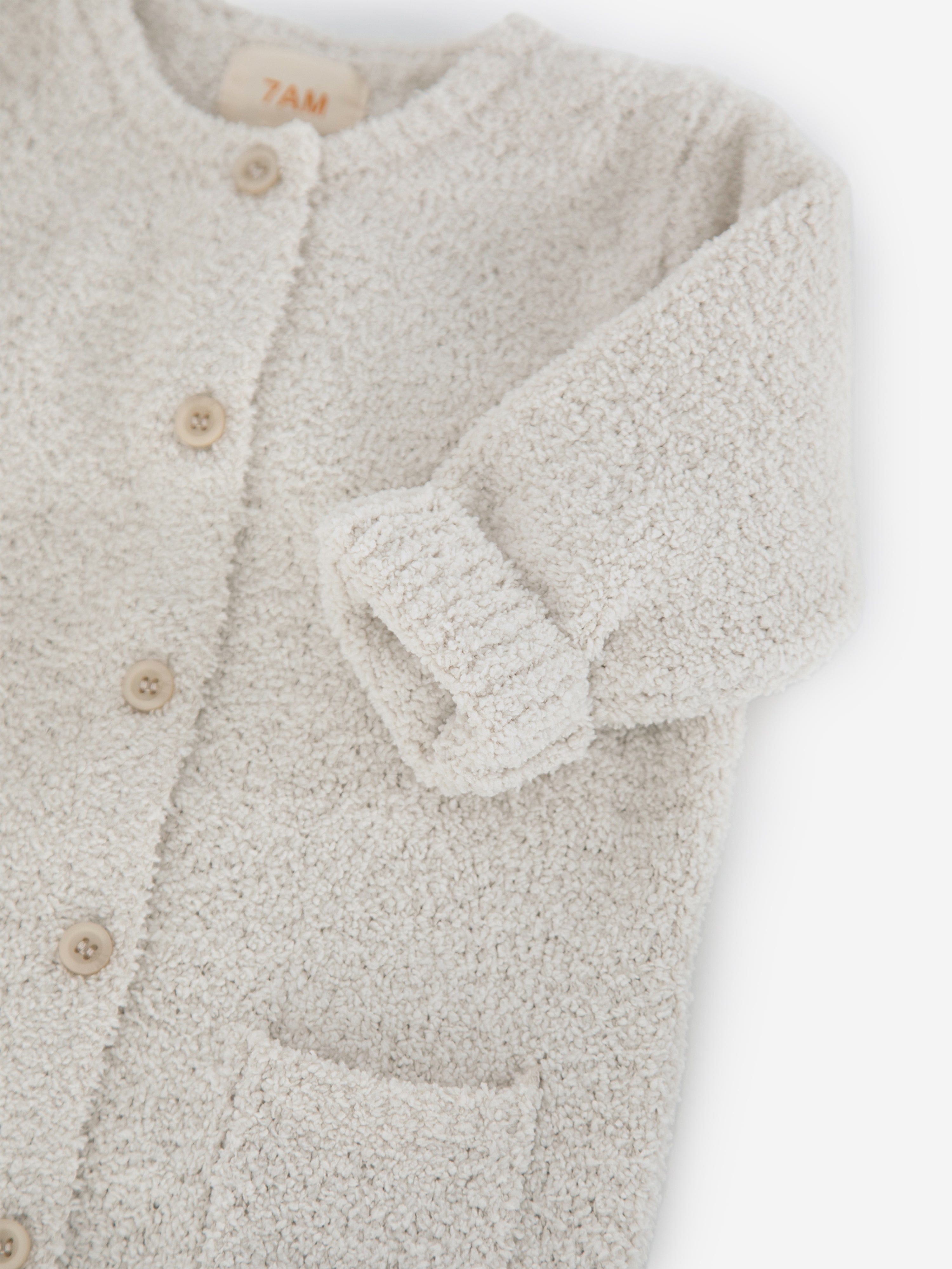 7AM Enfant Baby Fuzzy Long Sleeve Romper - Soft Ivory Winter Jumpsuit for Newborns & Infants | Cozy Outfit for Playtime, Photos & Family Gatherings
