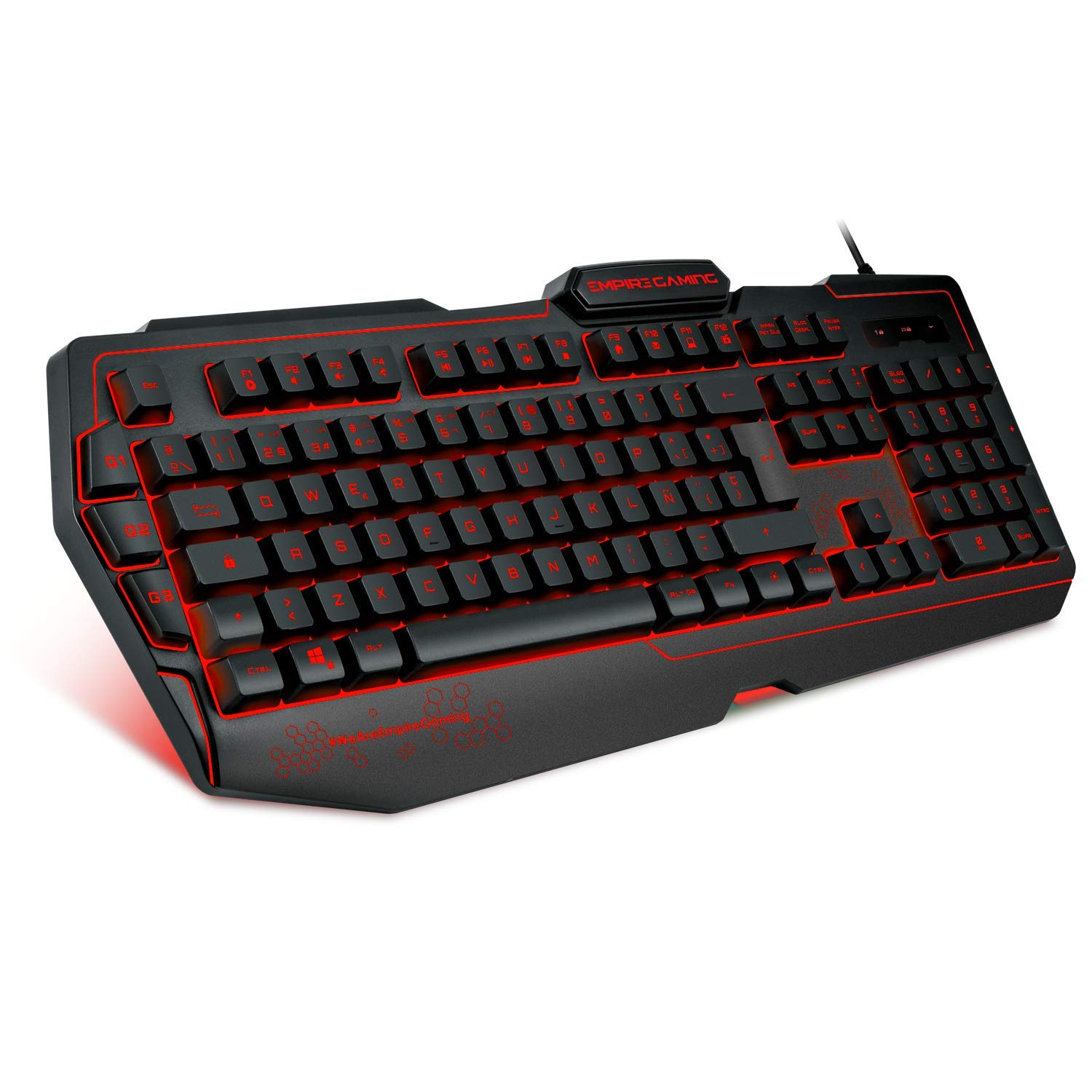 Empire Gaming K900 RGB LED Backlit Semi-Mechanical Gaming Keyboard - 105 QWERTY Keys (Spanish ES Layout), 9 Lighting Modes (8 Preset + 1 Customizable), 19-Key Anti-Ghosting - Perfect for PC Gaming, Streaming & Office Work