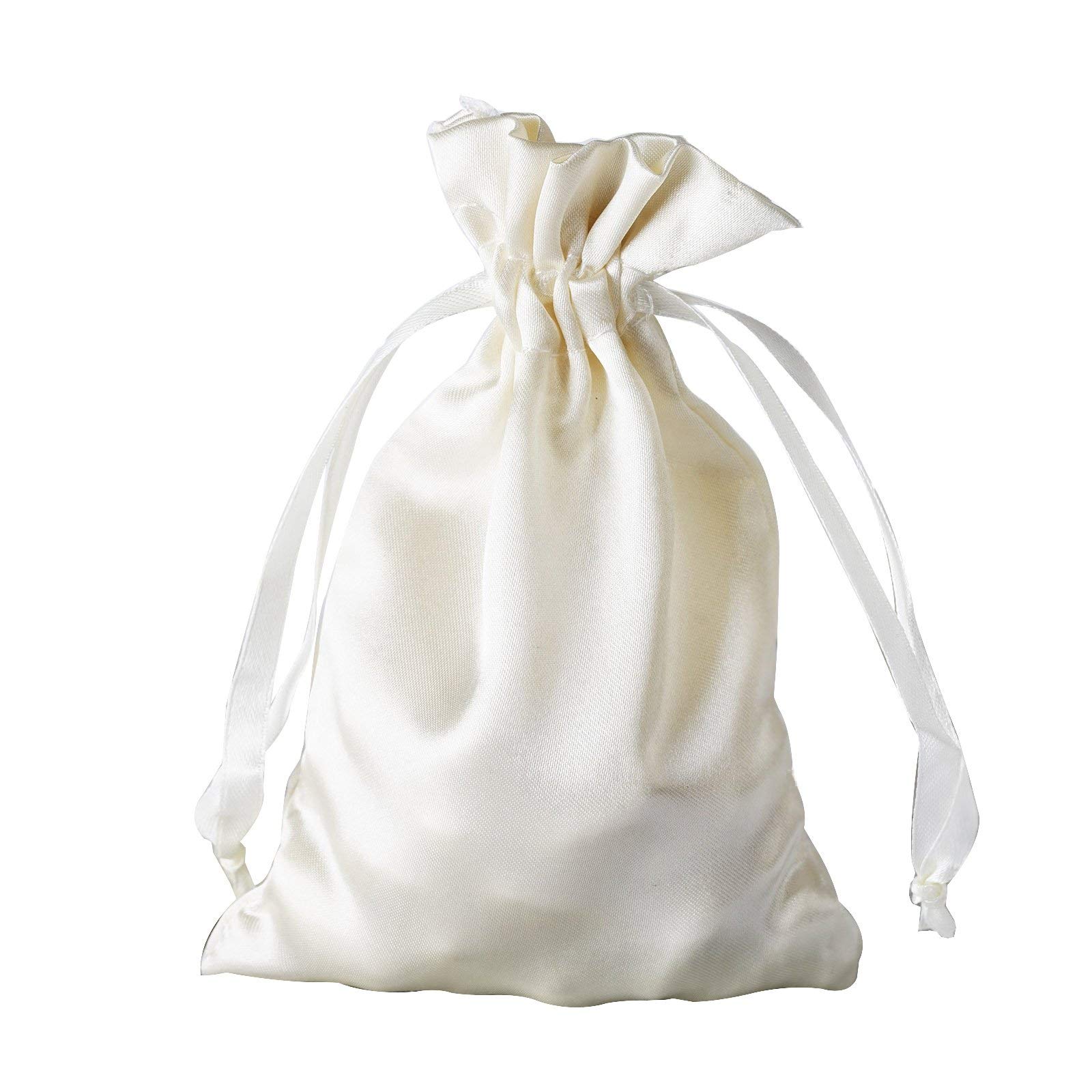 60 Pcs 4x6 Inch Ivory Satin Drawstring Bags - Wedding Favors, Party Gifts, Jewelry Pouches, Candy Bags for Bridal Showers, Baby Showers & Birthday Celebrations