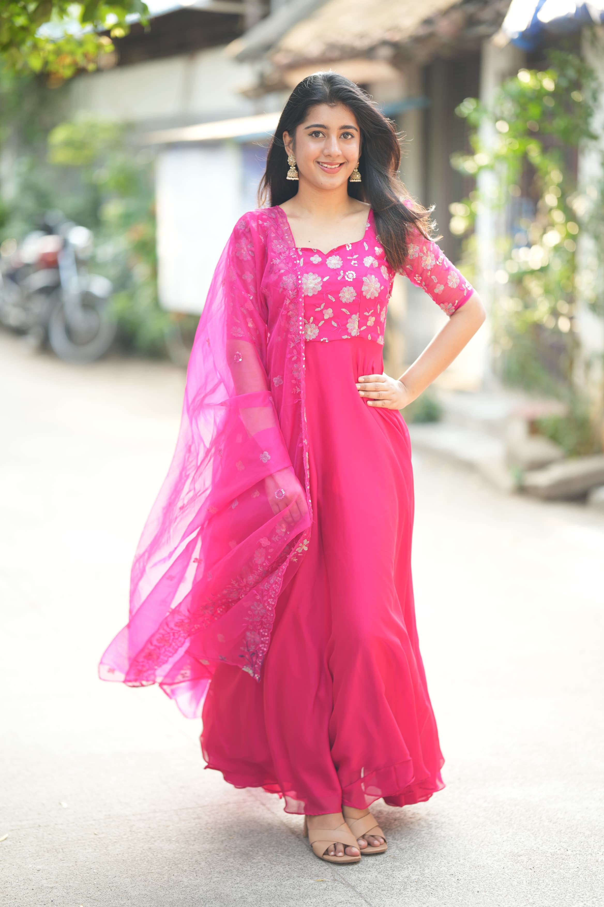 DD609 Premium Designer Organza Anarkali Dress for Women - Elegant Party Wear & Wedding Guest Outfit - Perfect for Festive Occasions, Bridal Showers & Special Events