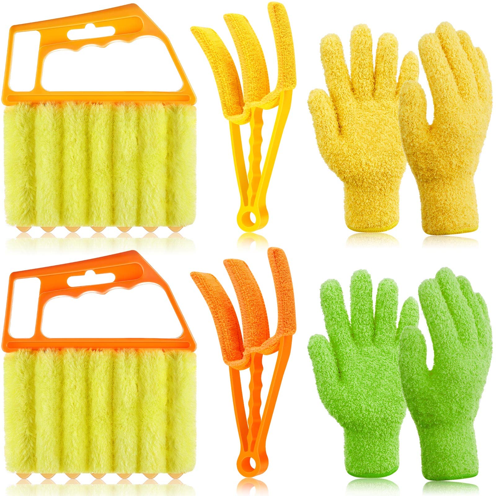 6-Piece Window Blind Cleaning Kit - 2 Venetian Blind Dusters, 2 Shutter Brushes & 2 Cleaning Gloves - Multi-Purpose Dusting Tools for Blinds, AC Vents, Keyboards & Household Cleaning