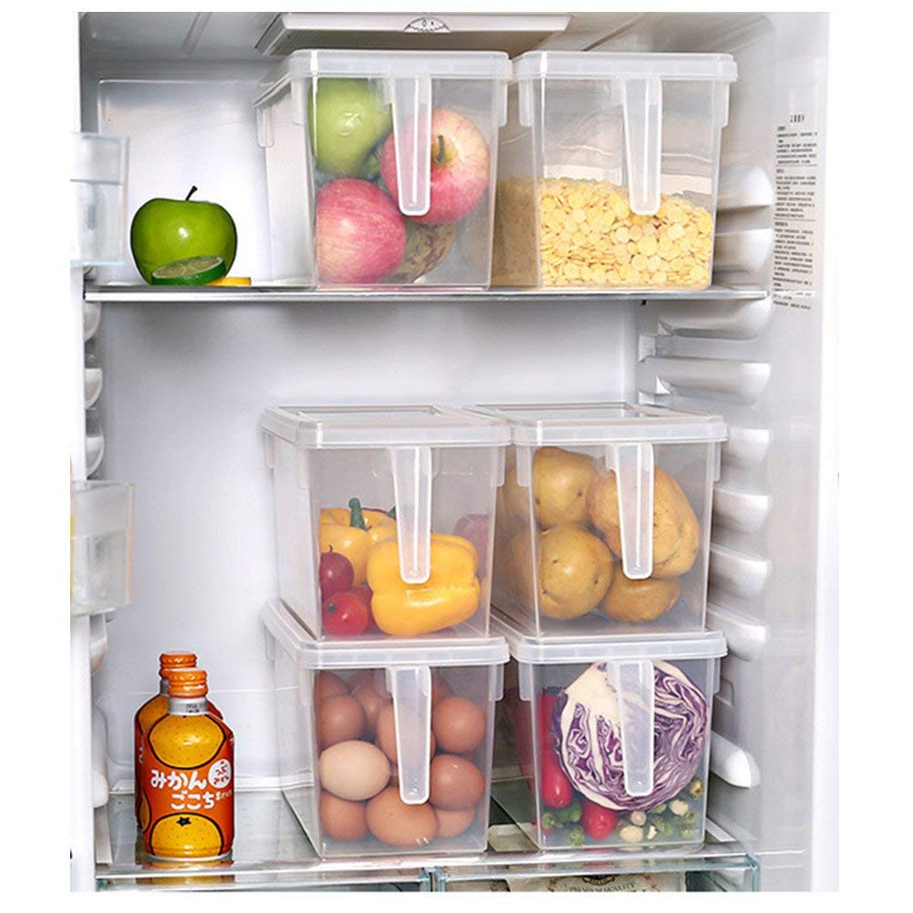 Stackable Plastic Food Storage Containers with Lids - 4-Pack Square Kitchen Organizers for Refrigerator | Perfect for Fruits, Vegetables, Meat & Eggs | BPA-Free, Space-Saving Pantry & Meal Prep Solution (Pink)