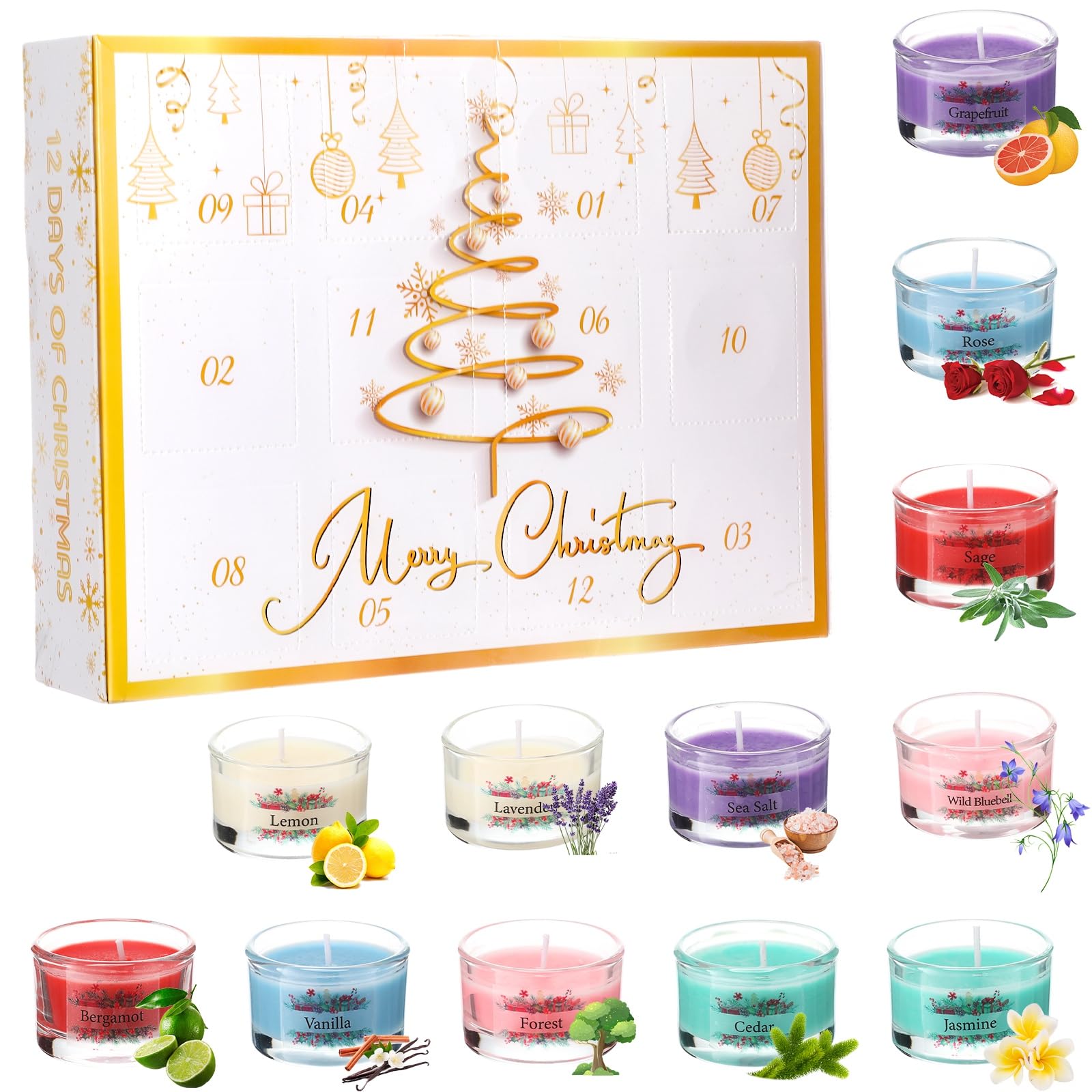 12 Days Christmas Advent Calendar 2025 - Scented Soy Wax Candles Gift Set for Women, Perfect for Holiday Countdown & Home Decor
