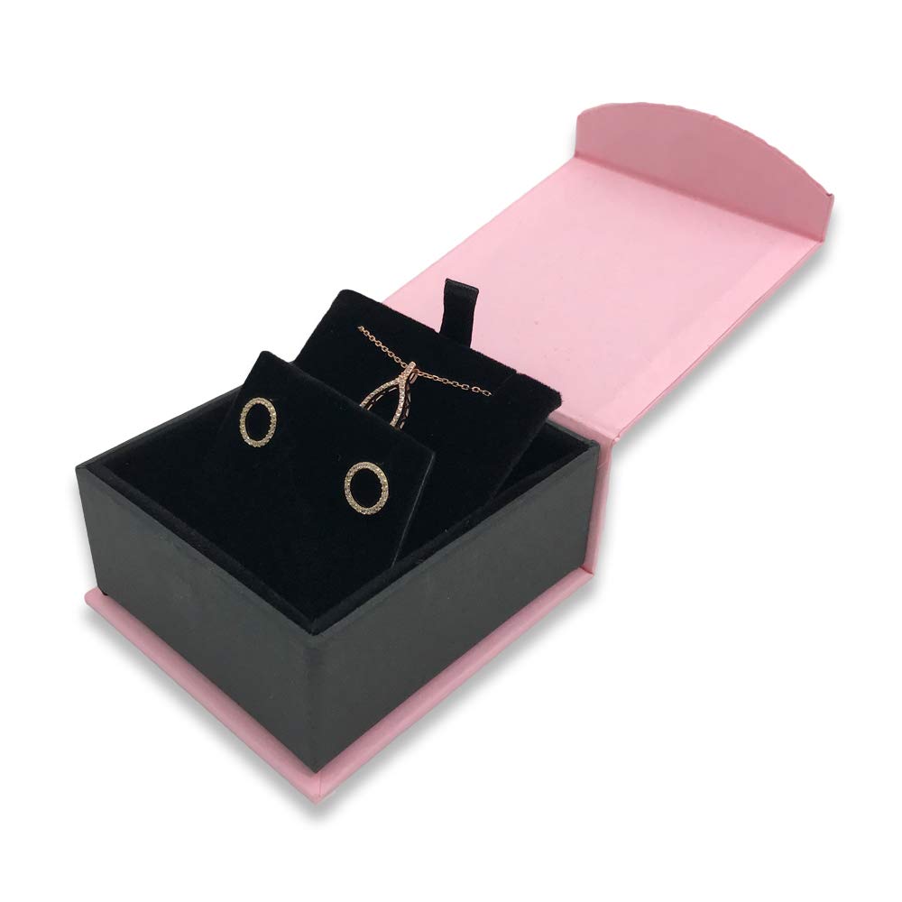 Premium Magnetic Closure Jewelry Box - Elegant Gift Box for Rings, Earrings, Necklaces, Watches & Bracelets - Flamingo Pink (3-Piece Set) | Perfect for Wedding Favors, Birthday Gifts & Jewelry Storage Organization