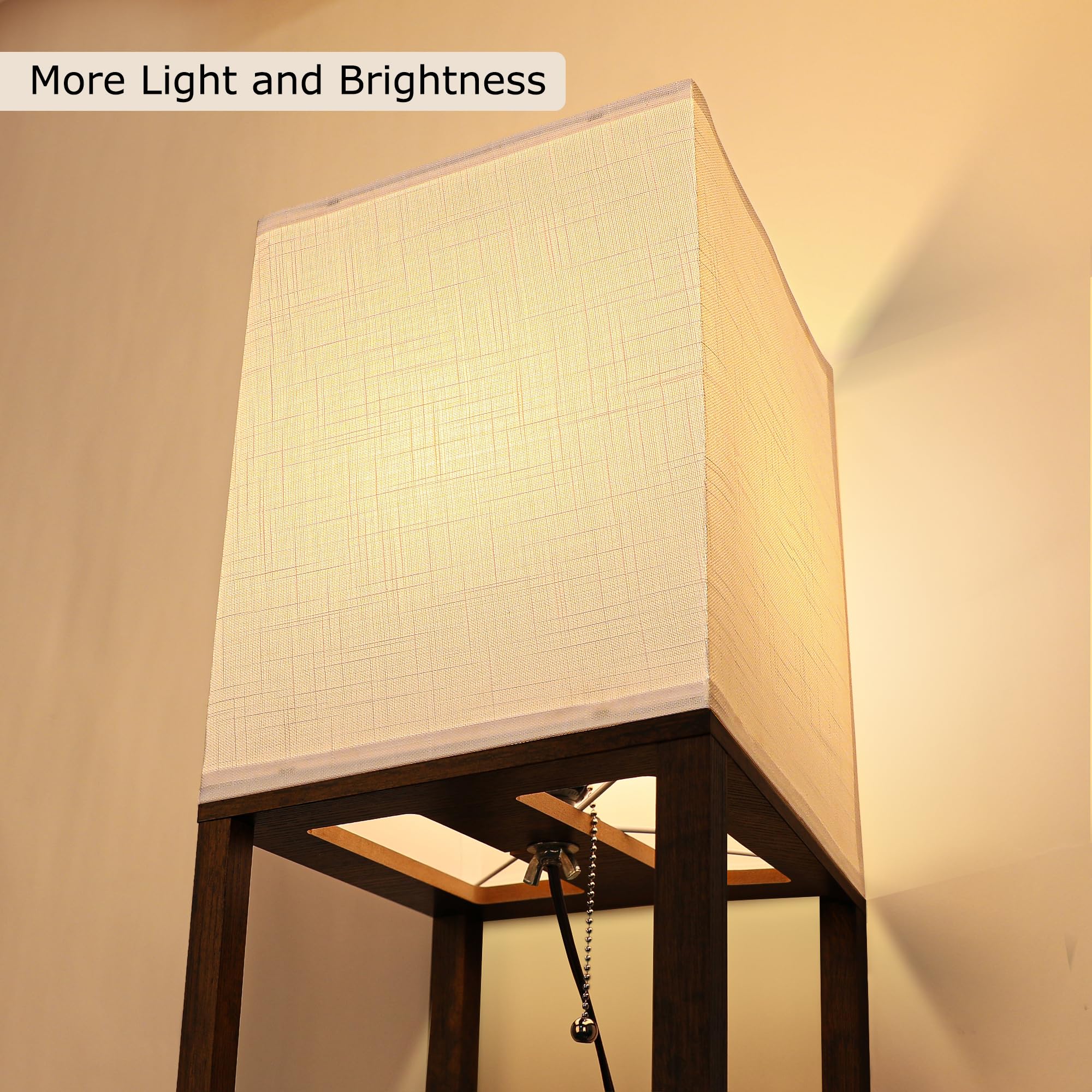 Modern Floor Lamp with Shelves - 3-Tier Corner Standing Lamp with Adjustable CCT LED Bulb, White Linen Shade - Perfect for Living Room, Bedroom & Office Organization - Space-Saving Shelf Tower for Books, Decor & Nightstand Essentials