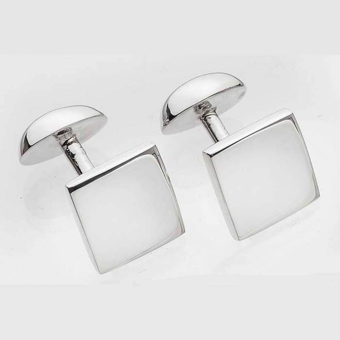 Henry Bucks Sterling Silver Square Cufflinks for Men - Classic Elegant Dress Shirt Accessories for Weddings, Business & Formal Occasions