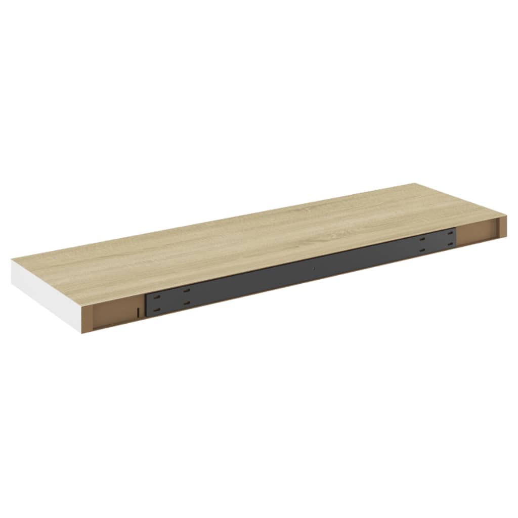 CHARMMA Floating Wall Shelves Set of 2 - Natural Oak & White MDF - 31.5