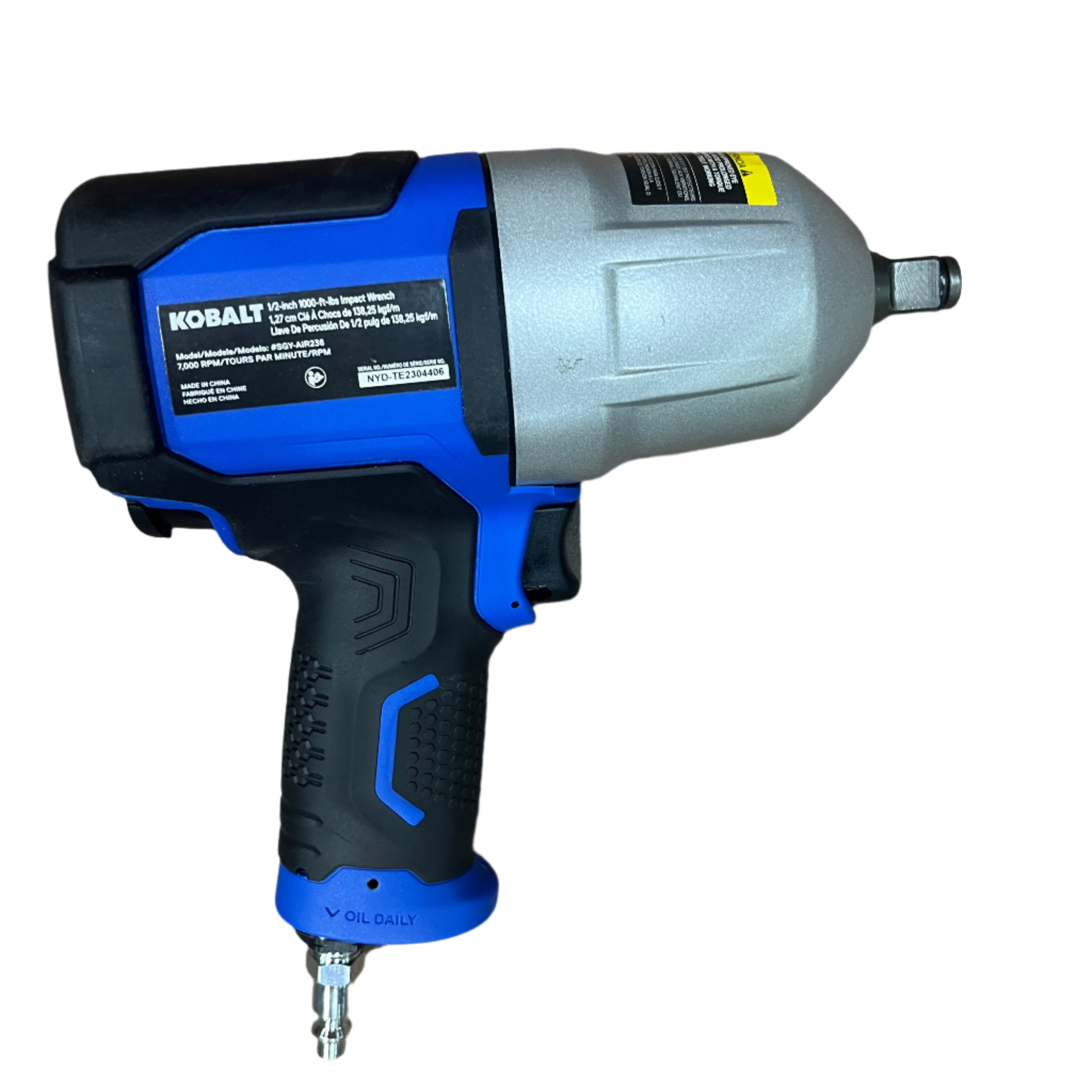 Kobalt Tools 1/2 Inch Air Impact Wrench - 450 ft-lbs Torque, 6.5 CFM, Heavy Duty Pneumatic Impact Gun for Auto Repair, Tire Changes & Mechanical Work