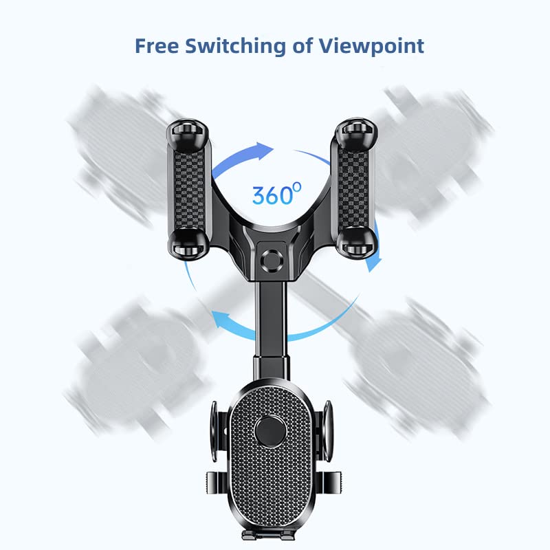 360° Rotatable & Retractable Car Phone Mount - Adjustable Rearview Mirror Phone Holder for iPhone & Android - Perfect for GPS Navigation, Hands-Free Calls & Road Trips