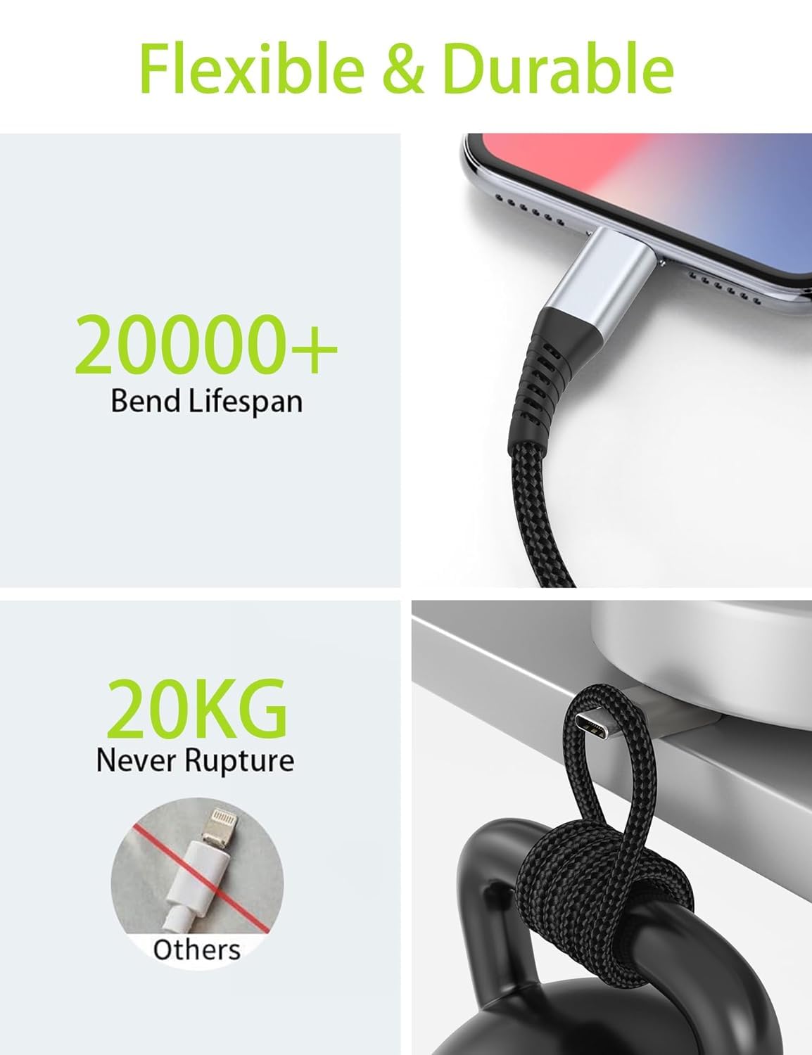 3FT USB C to Lightning Cable 3-Pack - 1M Fast Charging Braided Cord for iPhone 14/13/12/11/Pro Max/XS/8/7/6/5 Plus & iPad Air/Mini - Durable PD Charger for Home, Office, Car & Travel
