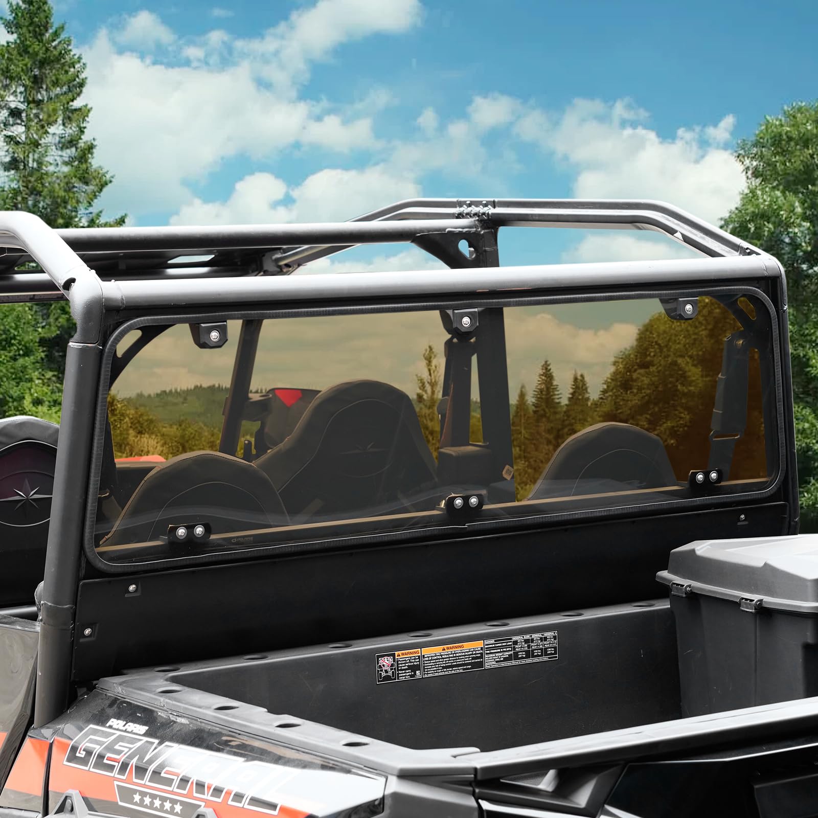 Dark Tinted Rear Windshield for 2016-2024 Polaris General 1000 & XP 1000 Series | Heavy Duty Hard Coated UTV Back Window Panel | Off-Road, Hunting & Trail Riding Accessory