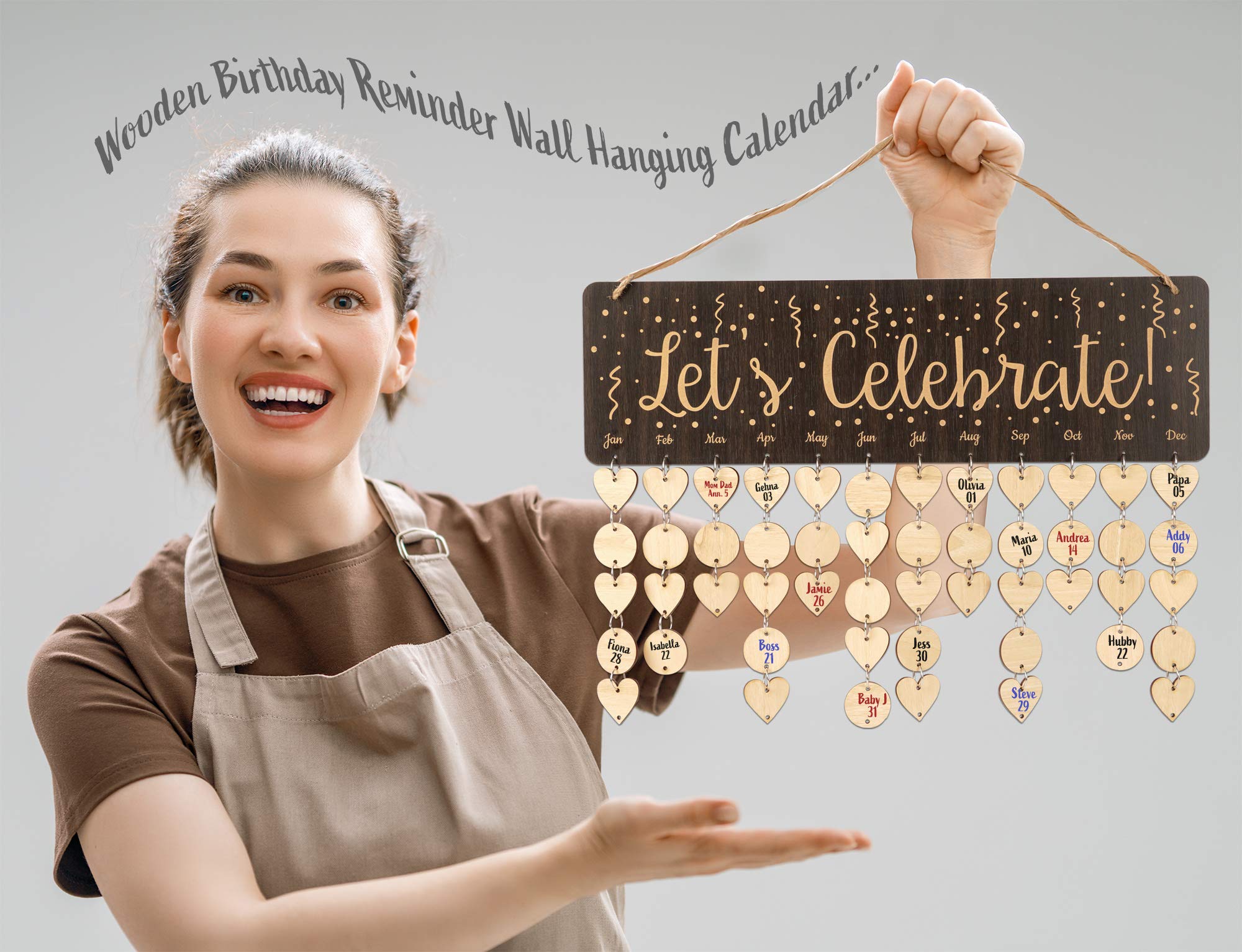 Wooden Birthday Calendar - DIY Hanging Plaque for Farmhouse Decor | Perfect Gift for Grandparents & Family Events