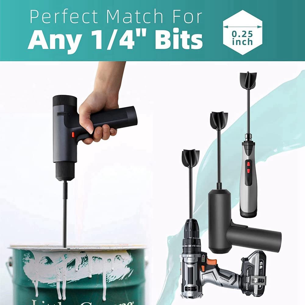 Epoxy Resin Paint Mixing Paddles for Drill - 4 Reusable Paint Mixer Blades & 2 Extension Rods - Perfect for Epoxy Resin, Paint, and Adhesive Mixing in DIY Projects and Art Crafts