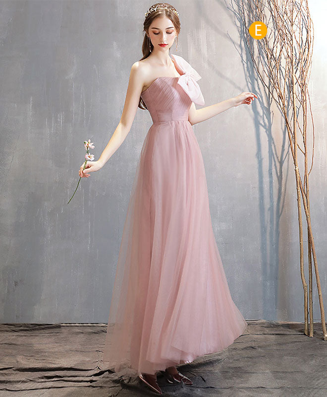 Elegant Pink Tulle Long Prom Dress for Women - Romantic Ball Gown Bridesmaid Dress - Perfect for Formal Dances, Weddings & Special Occasions
