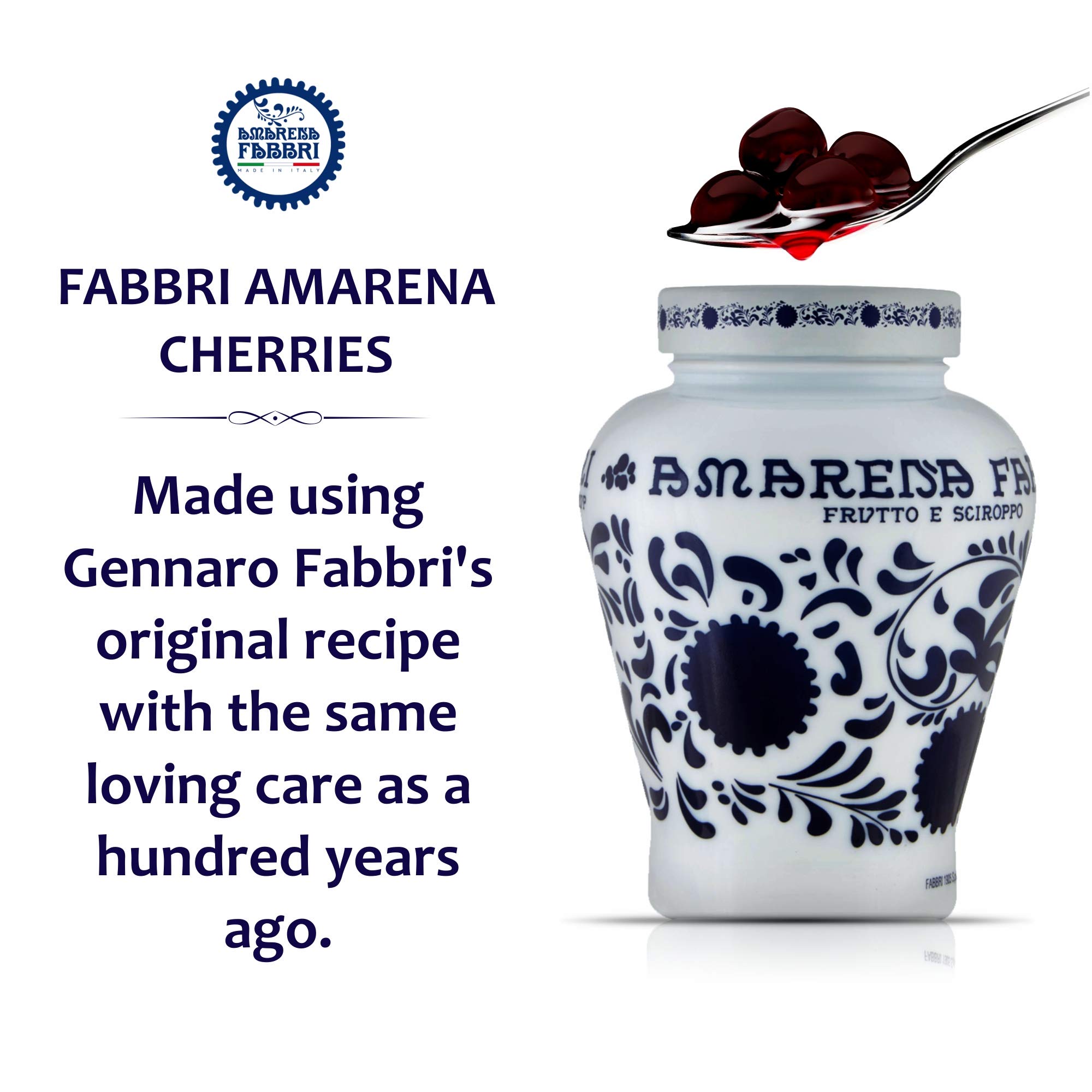 Fabbri Amarena Wild Cherries in Syrup - Premium Italian Dessert Topping (600g Jar) | Perfect for Ice Cream, Cakes, Cocktails & Gourmet Recipes