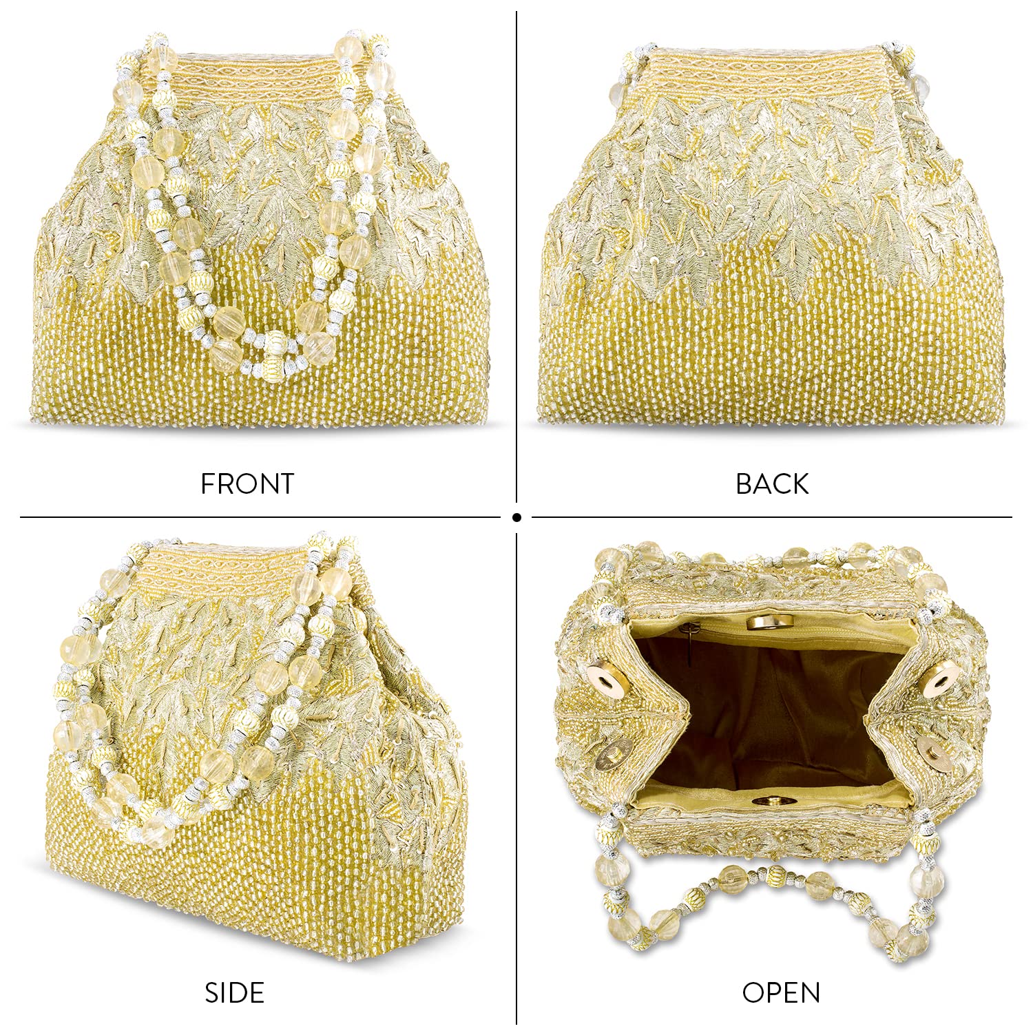 Aheli Handmade Ethnic Potli Bags for Women - Elegant Evening Clutch Purse with Drawstring for Weddings, Parties & Special Occasions