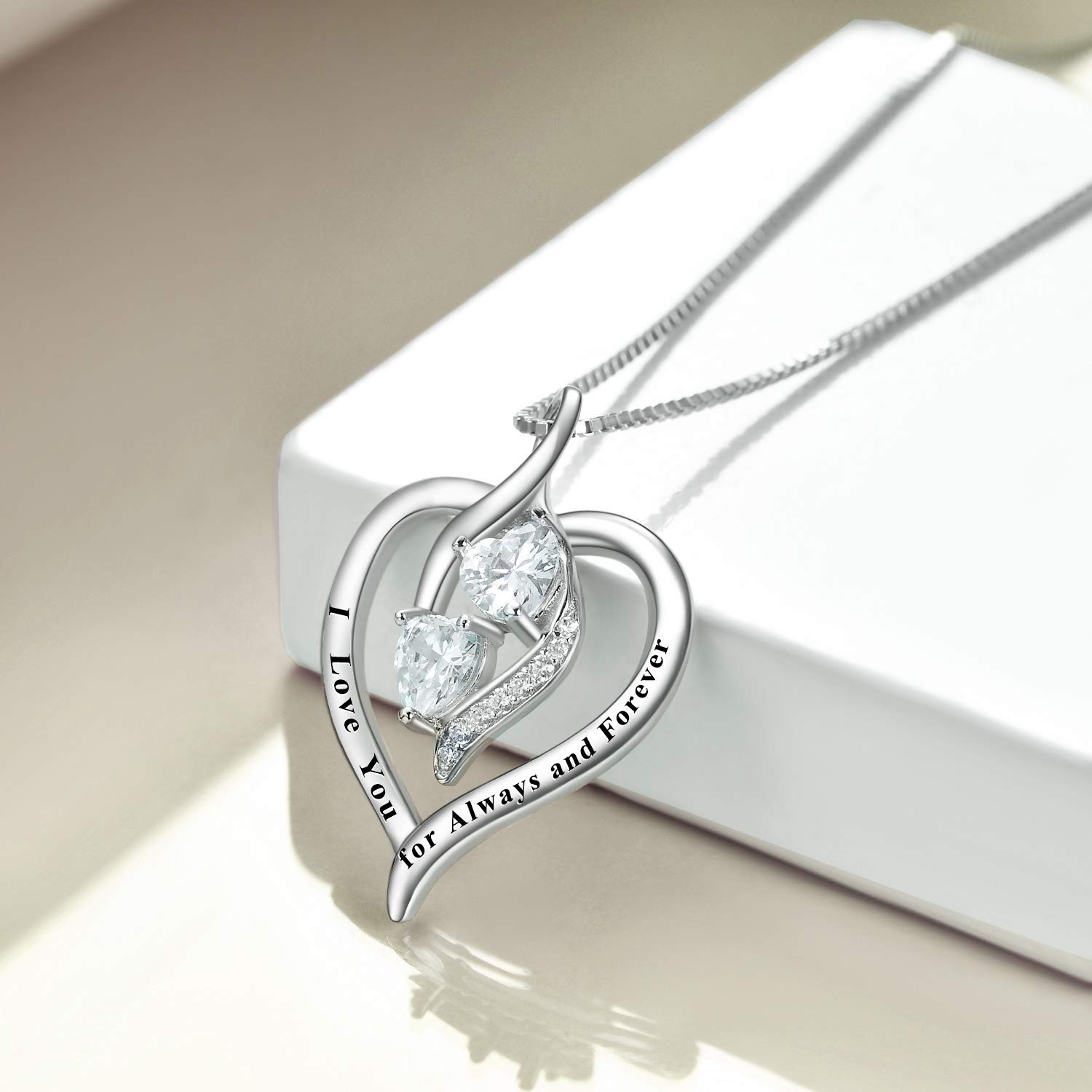 YFN Sterling Silver Heart Necklace for Women - Elegant Jewelry Gift for Mom, Wife, Daughter | Perfect for Birthdays, Anniversaries & Valentine's Day