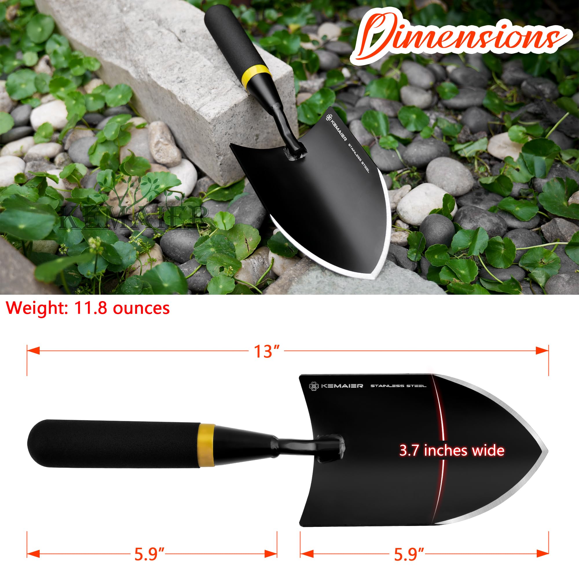 Premium Heavy Duty Stainless Steel Garden Trowel & Shovel Set - Rustproof Digging & Weeding Tools for Gardening, Planting, Landscaping - Perfect for Flower Beds, Vegetable Patches & Outdoor Projects